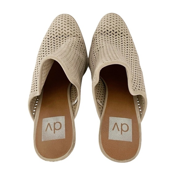 Dolce Vita Mules Clogs Women's Size 8 Nude Laser Cut Heels Slip On Slides Shoes - Picture 7 of 9